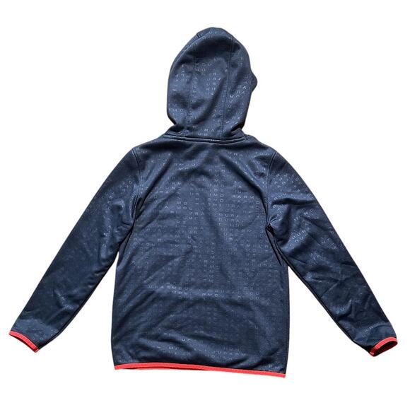 Under Armour Fleece Embossed Gray & Orange Hoodie Boy's Medium - Picture 4 of 6